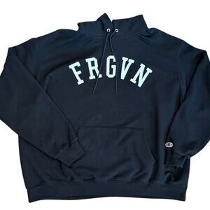 FRGVN Faith Based Fashion Black Oversized Unisex Champion Hoodie Size XXL